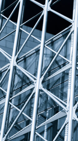 Metal details of an interior of modern office building