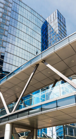 low angle view of skyscrapers in city of China.